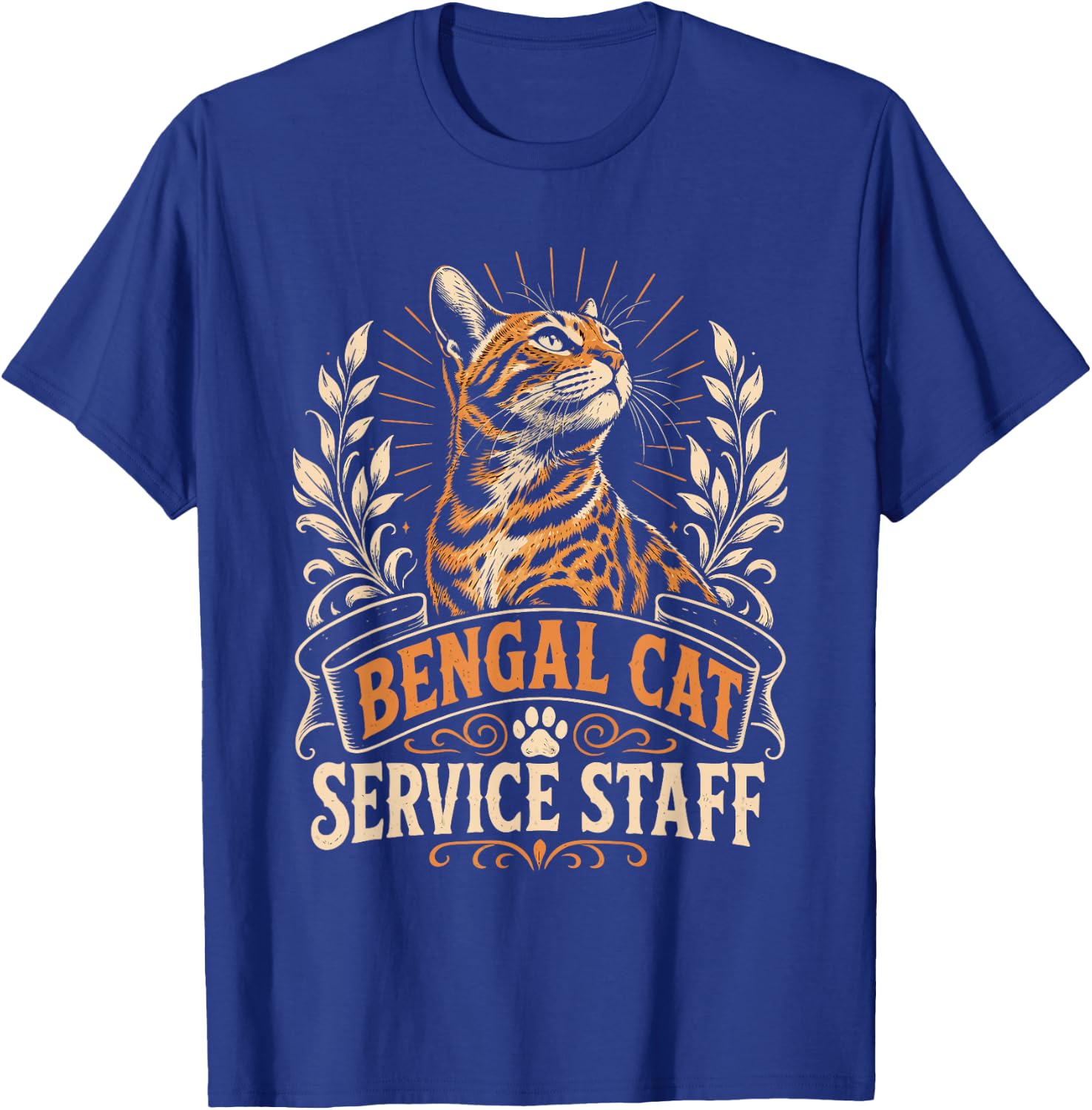 Bengal Cats Service Staff Vintage Funny Bengal Cat T-Shirt - T-Shirt | Royal
