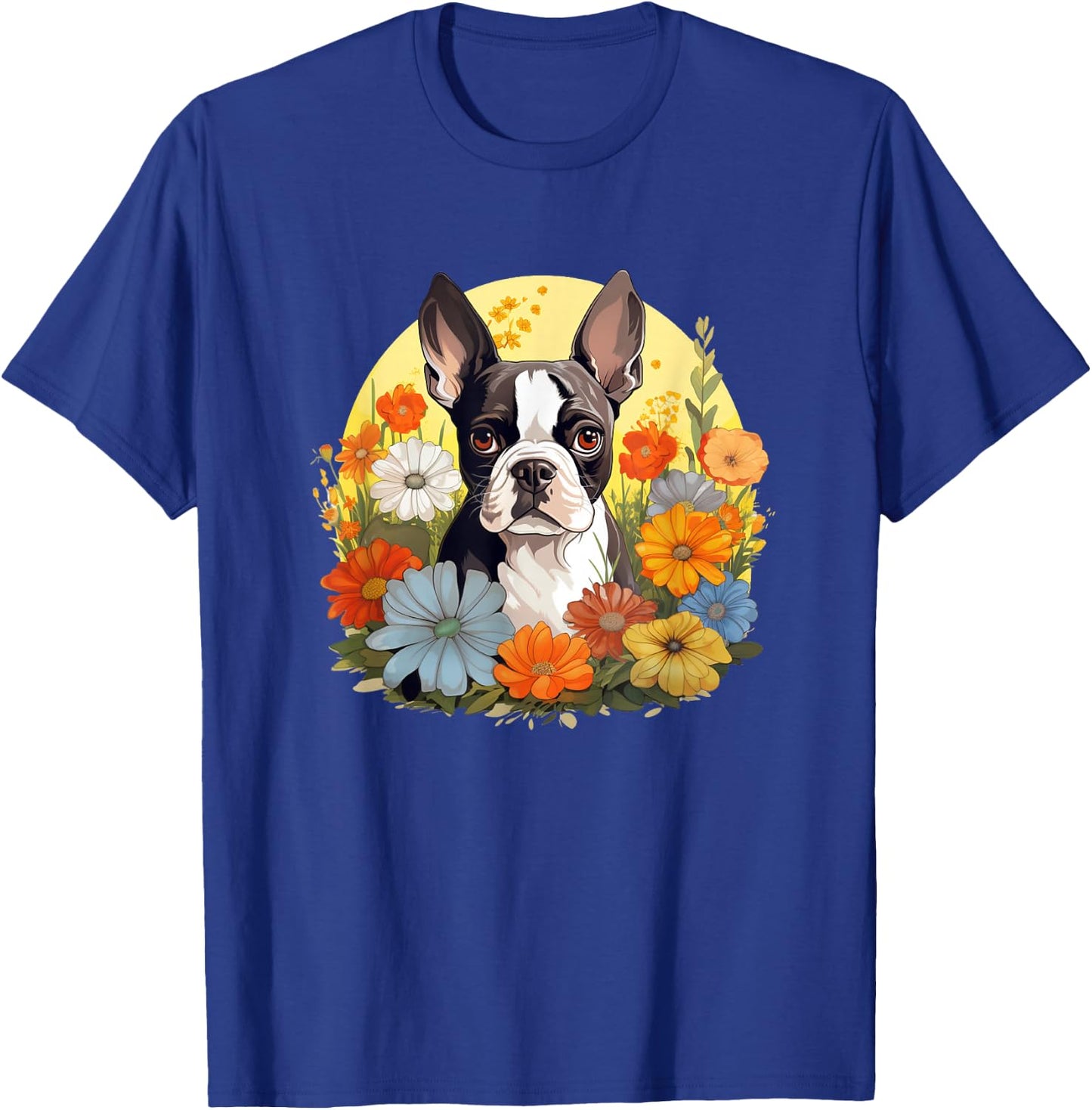 Cute Girls Retro Vintage Floral Flowers Bostie Lover T-Shirt - T-Shirt | Royal