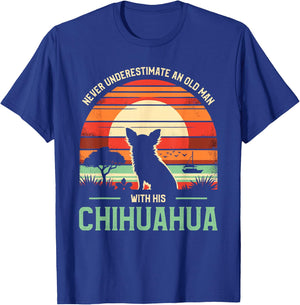 Never Underestimate An Old Man With His Chihuahua Chi T-Shirt - T-Shirt | Royal