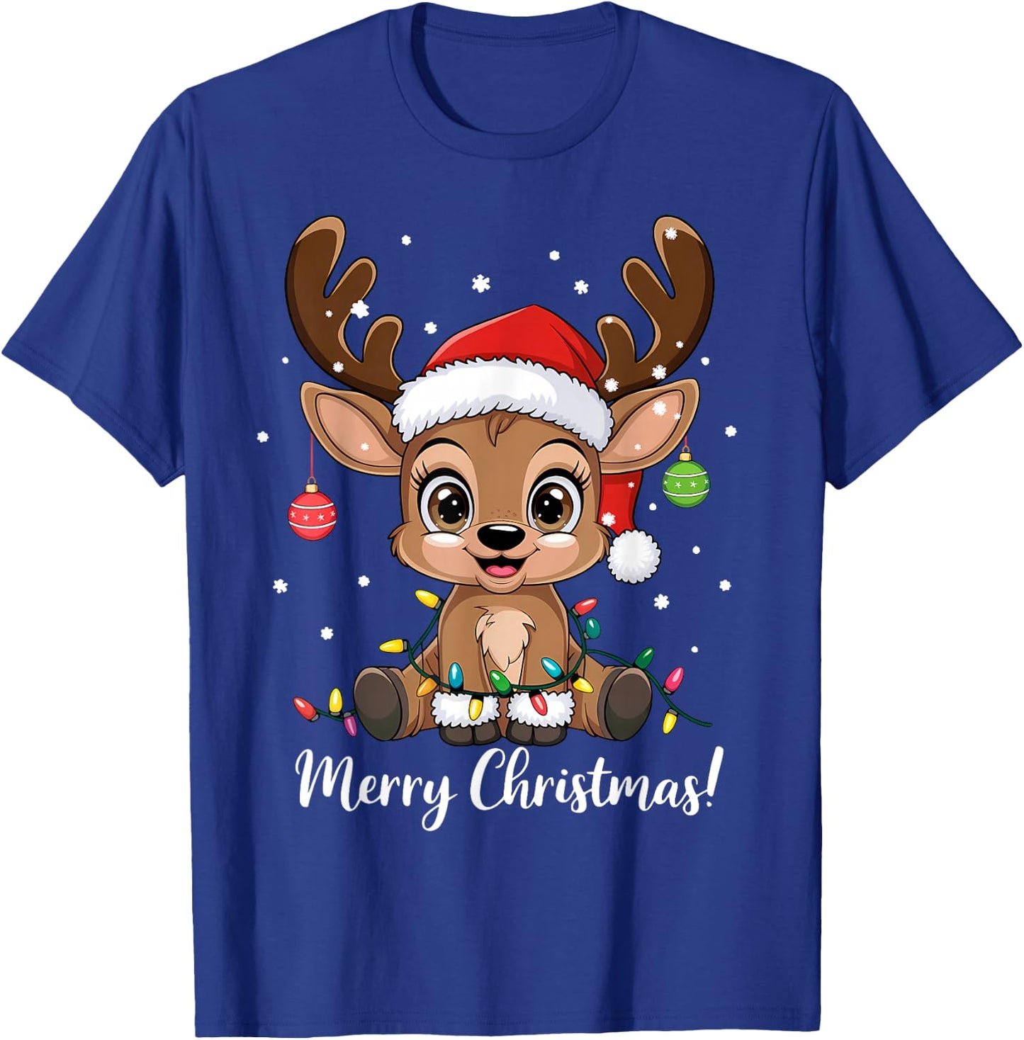 Reindeer Christmas Sweater, Cute Christmas Hat Merry Christmas , Black, S T-Shirt - T-Shirt | Royal