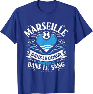 Gift Marseillais Funny Heart Marseille Football , Black T-Shirt - T-Shirt | Royal