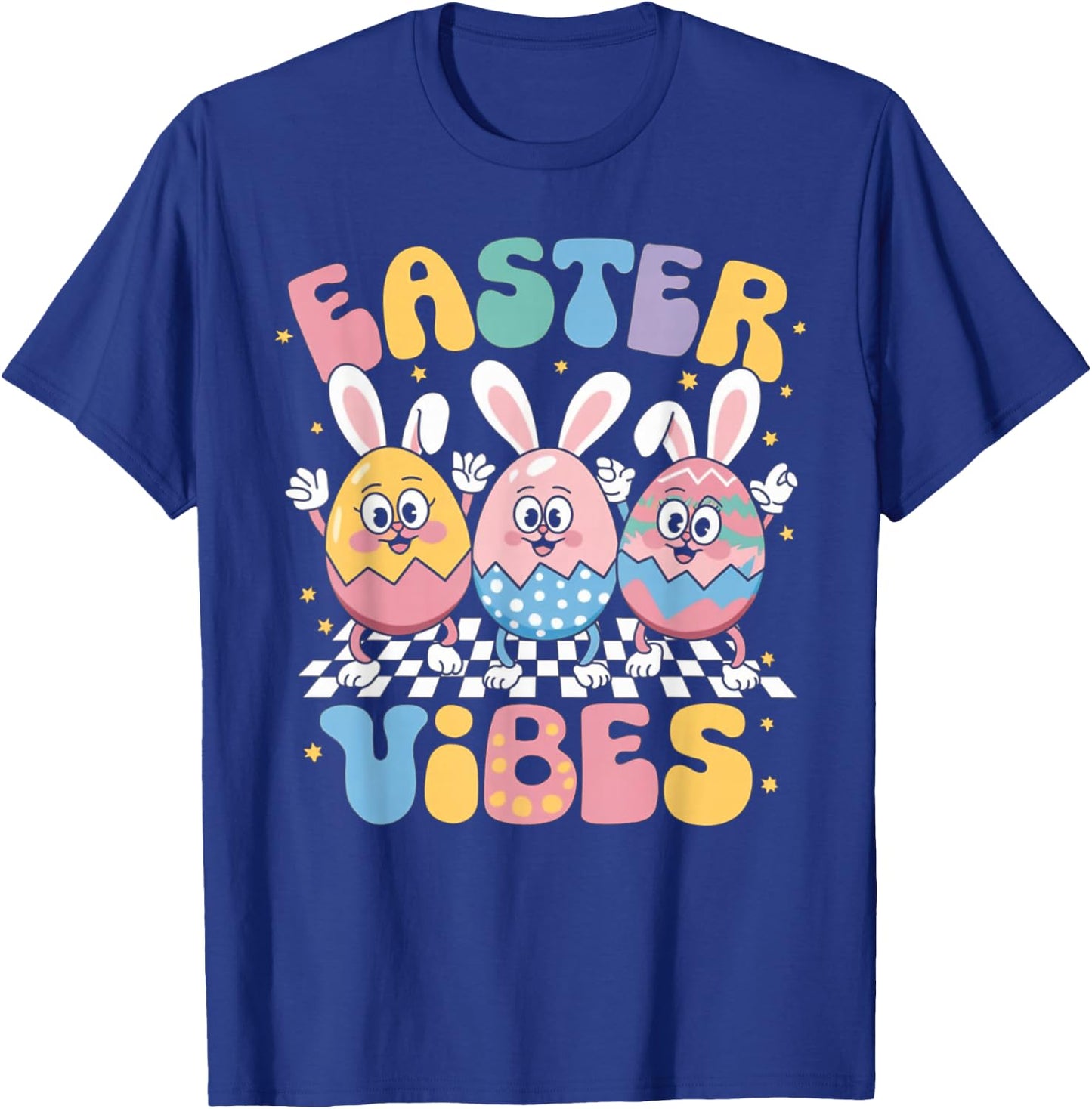 Groovy Cute Bunny Egg Easter Vibes Day Girls Kids Gifts T-Shirt - T-Shirt | Royal