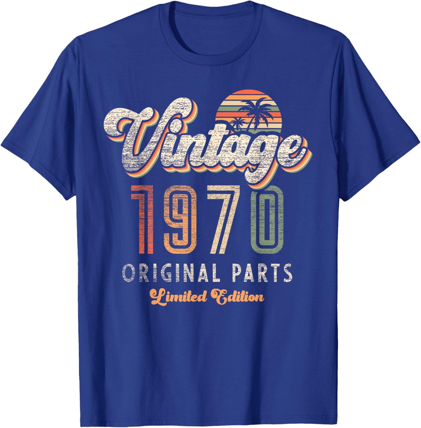 Vintage 1970 Limited Edition 76th Anniversary Palm Retro T-Shirt - T-Shirt | Royal