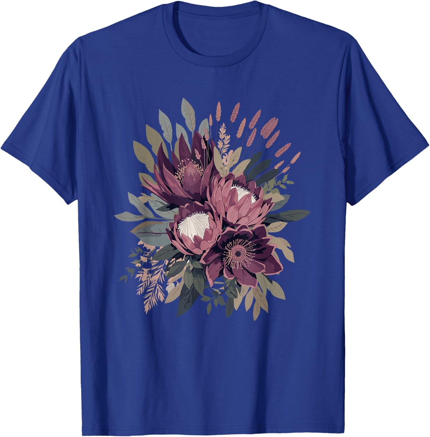 Protea Flower Bouquet Vintage Botanical Aesthetic T-Shirt - T-Shirt | Royal