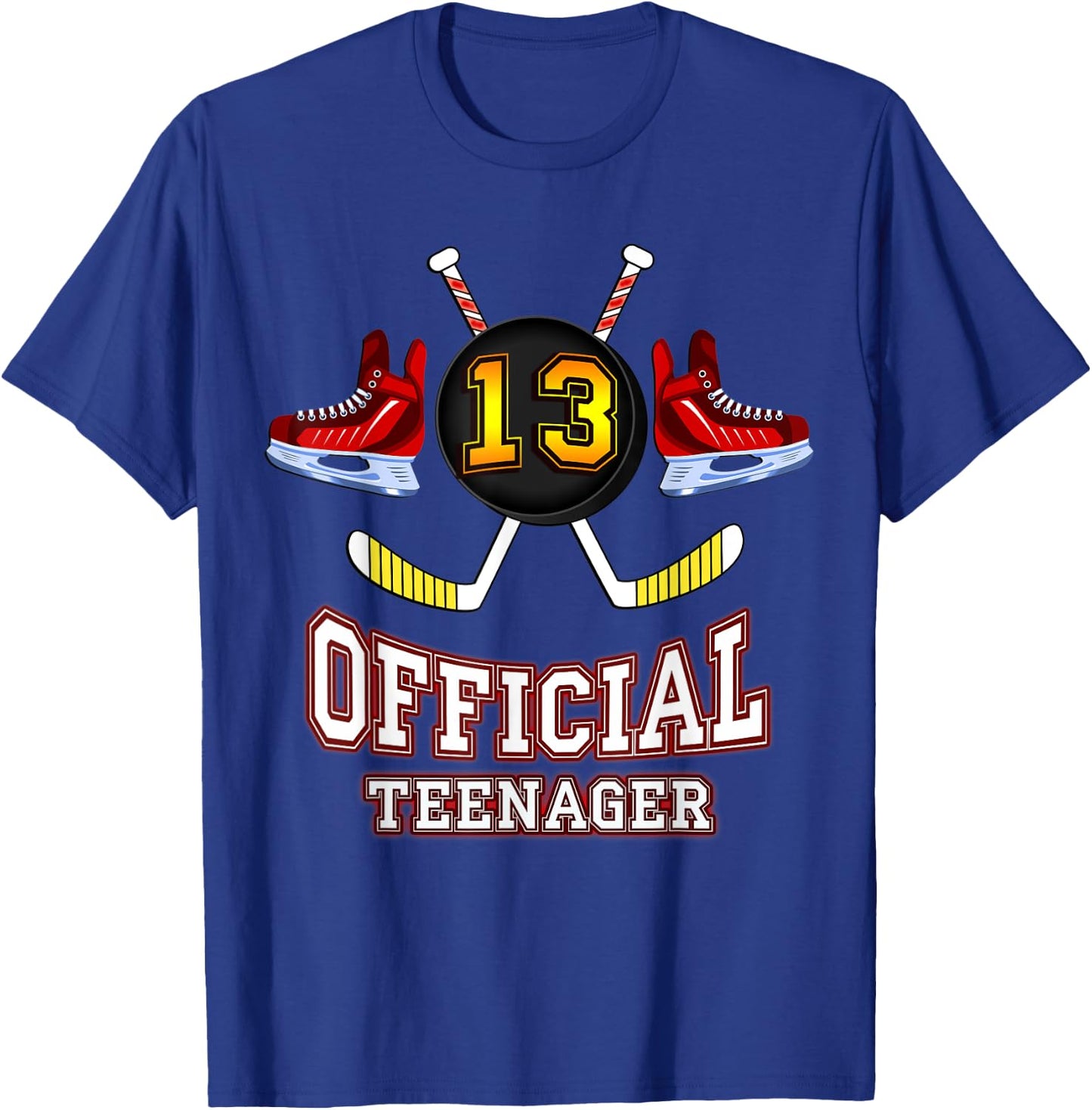 Official Teenager Ice-Hockey 13th Birthday Gift T-Shirt - T-Shirt | Royal