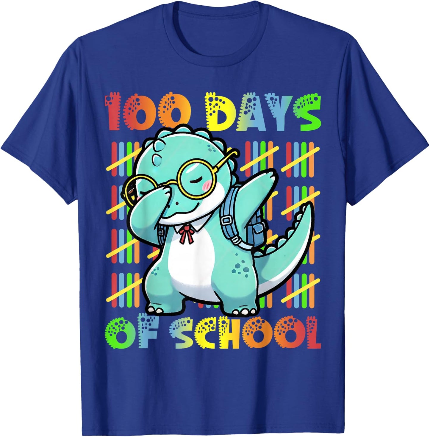 100 Days of School Dabbing Dinosaur 100th Day Of School Kids T-Shirt - T-Shirt | Royal