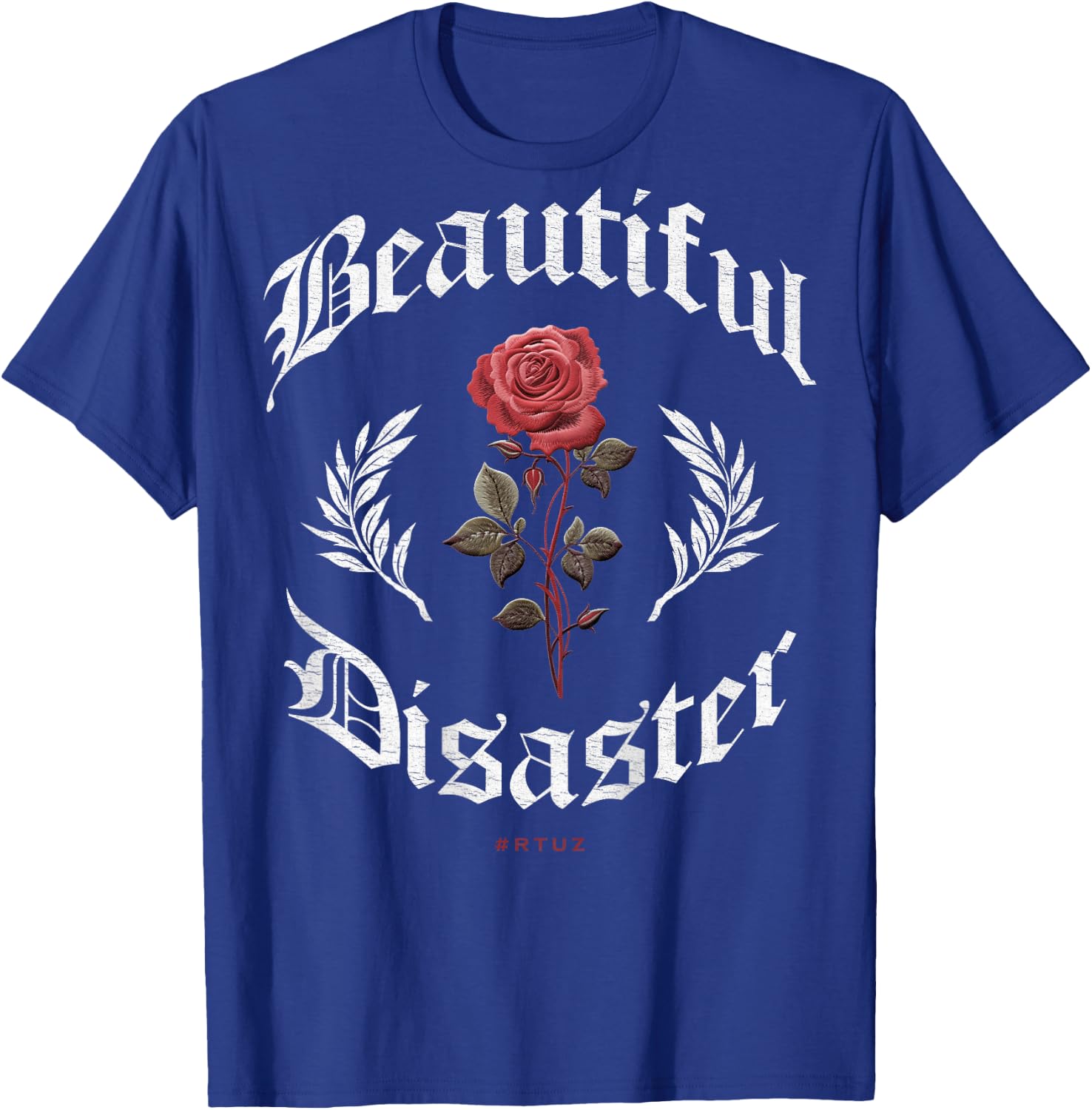 Urban Hip Hop Vintage Hipster Y2K Back Print Streetwear Rose T-Shirt - T-Shirt | Royal