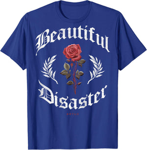 Urban Hip Hop Vintage Hipster Y2K Back Print Streetwear Rose T-Shirt - T-Shirt | Royal