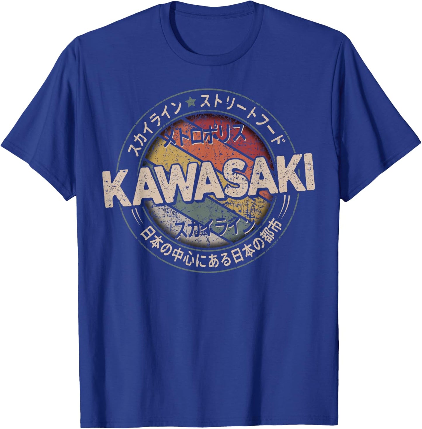 Kawasaki City 90s Retro Japan Aesthetics 80s Kawasaki , black T-Shirt - T-Shirt | Royal