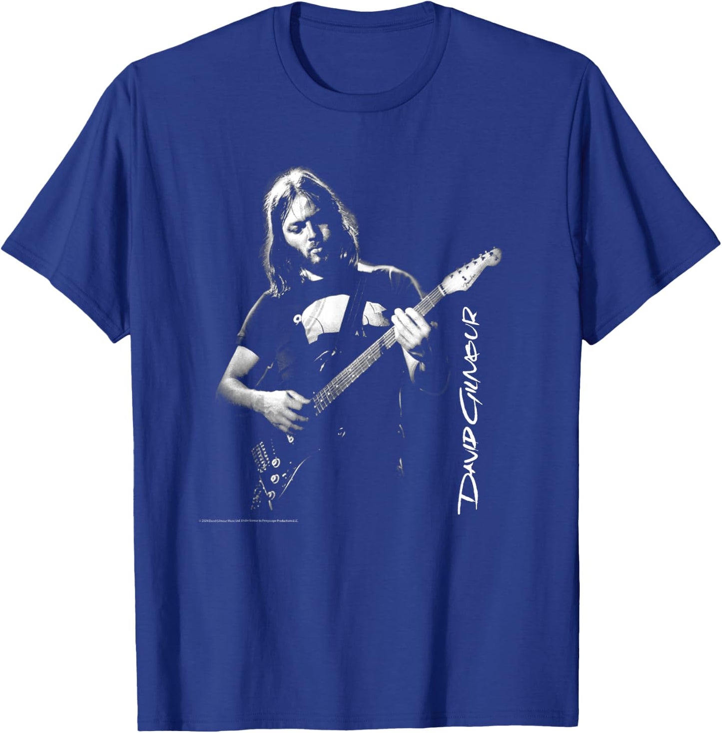 David Glimour Portrait with Guitar , black T-Shirt - T-Shirt | Royal