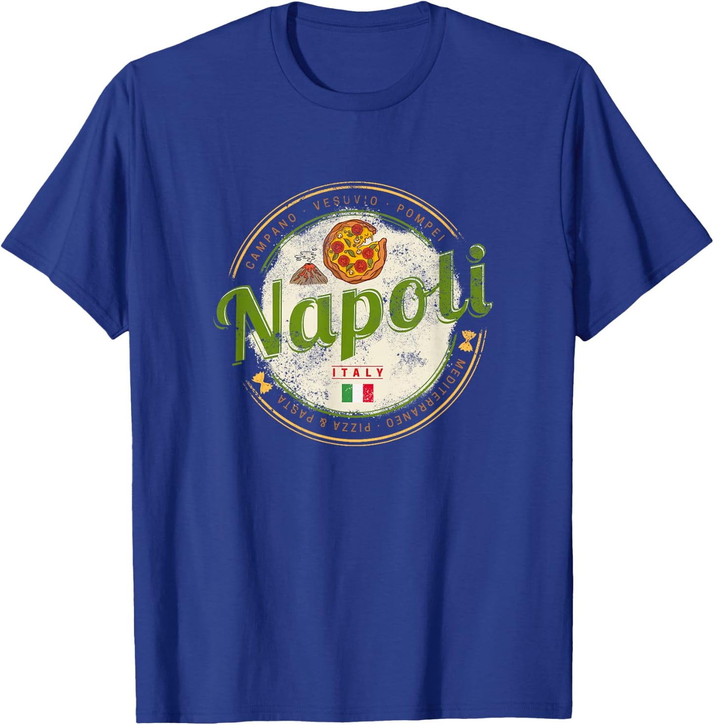 Naples Italy with Vesuv and Pizza Vintage Souvenir , black, s T-Shirt - T-Shirt | Royal