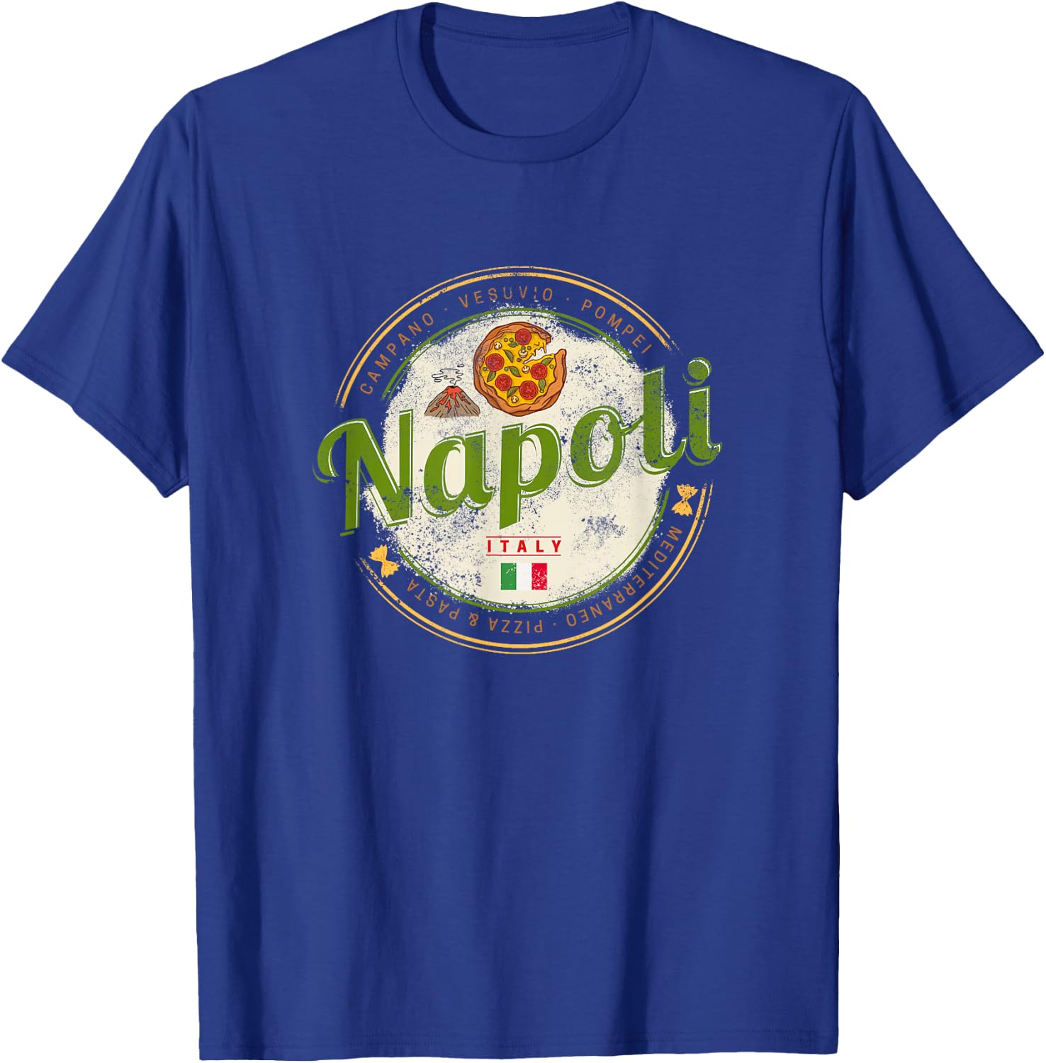 Naples Italy with Vesuv and Pizza Vintage Souvenir , black, s T-Shirt - T-Shirt | Royal