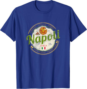 Naples Italy with Vesuv and Pizza Vintage Souvenir , black, s T-Shirt - T-Shirt | Royal