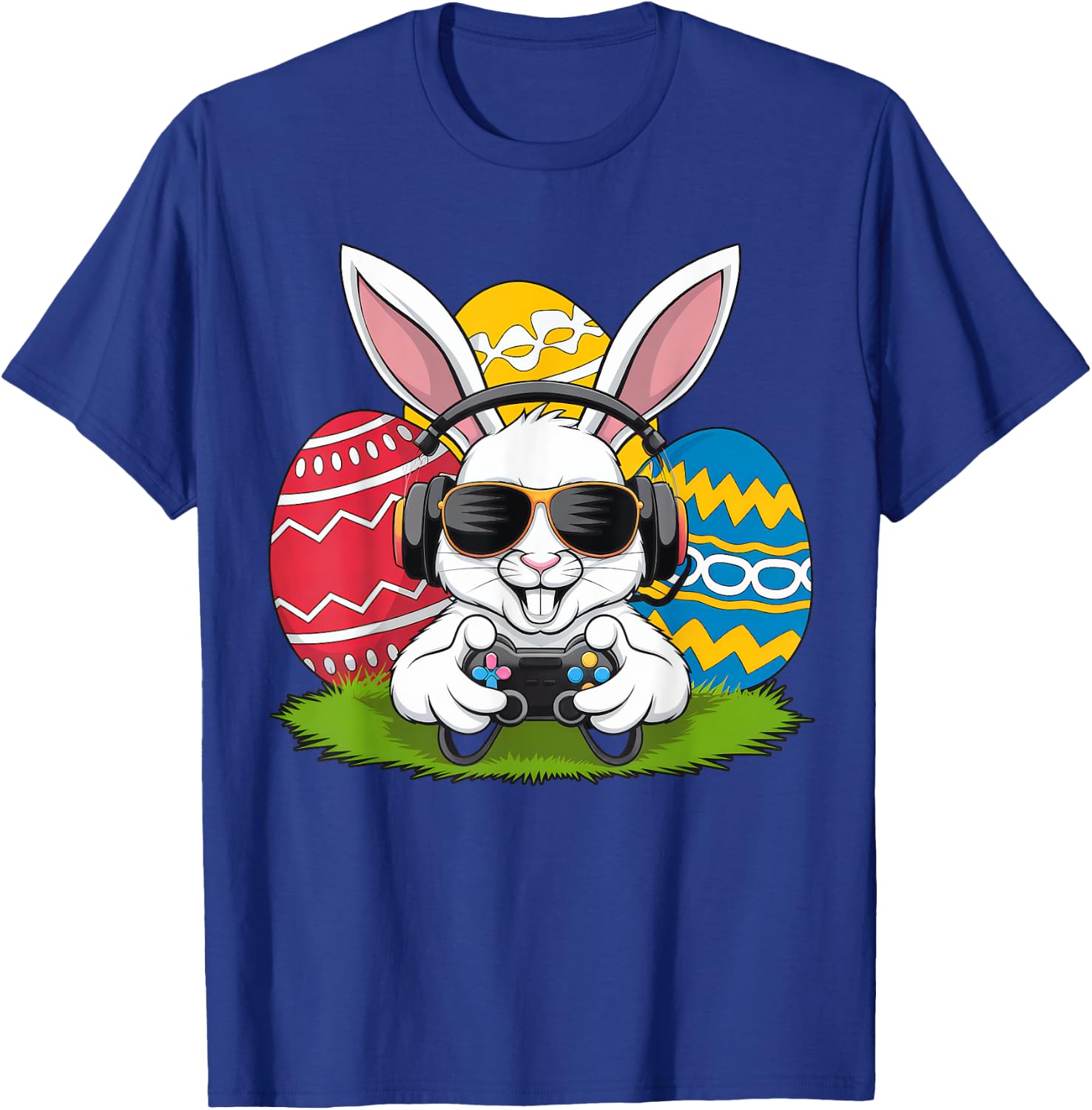 Boys Happy Easter Day Bunny Egg Video Game Kids Gamer T-Shirt - T-Shirt | Royal