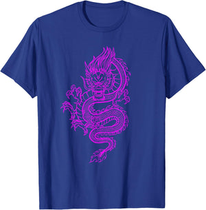 Big Pink Colored Dragon Graphic Design T-Shirt - T-Shirt | Royal