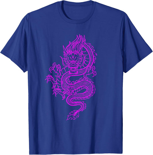Big Pink Colored Dragon Graphic Design T-Shirt - T-Shirt | Royal