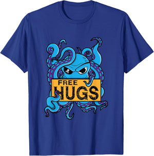 Funny Hugs For Free Pirate Octopus Gift Captain T-Shirt - T-Shirt | Royal