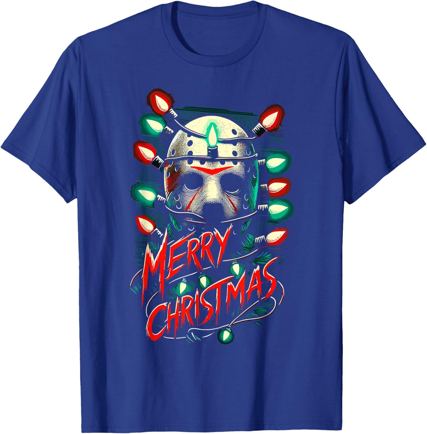 Merry Christmas Festive Slasher Candy Cane Menace T-Shirt - T-Shirt | Royal