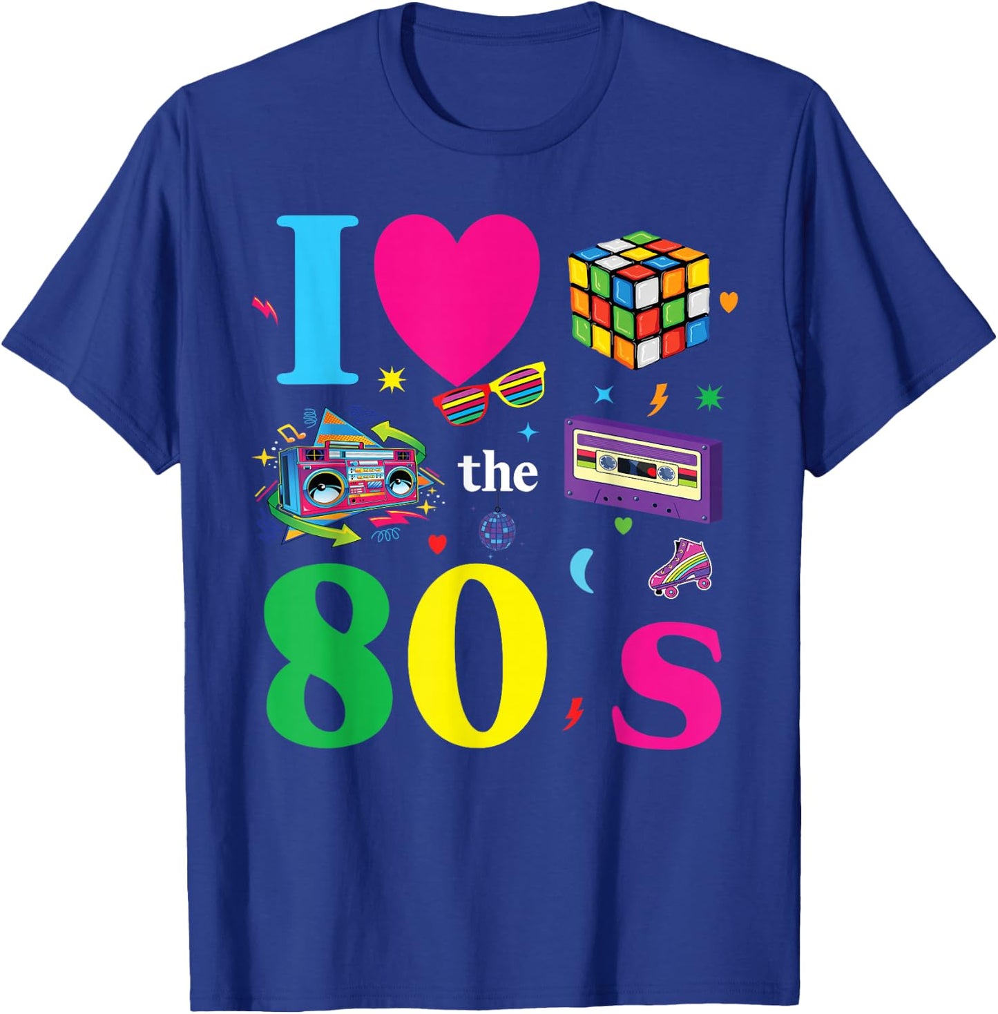 80s Theme Party 80s Costume - I Love the 80s , black T-Shirt - T-Shirt | Royal