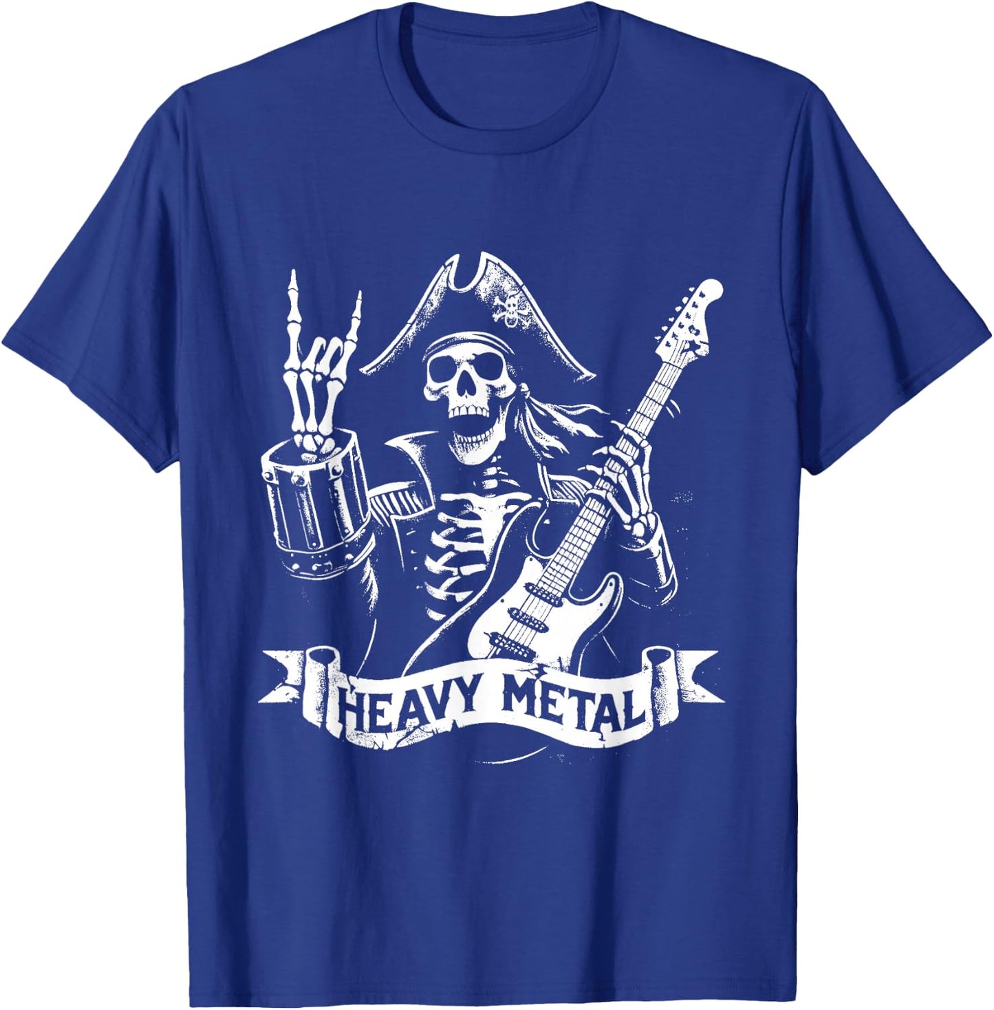 Pirate Heavy Metal - Vintage Pirate Skeleton Guitar , Black, S T-Shirt - T-Shirt | Royal