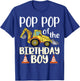 Pop Pop of The Birthday for Boy Excavator Construction Truck T-Shirt - T-Shirt | Royal