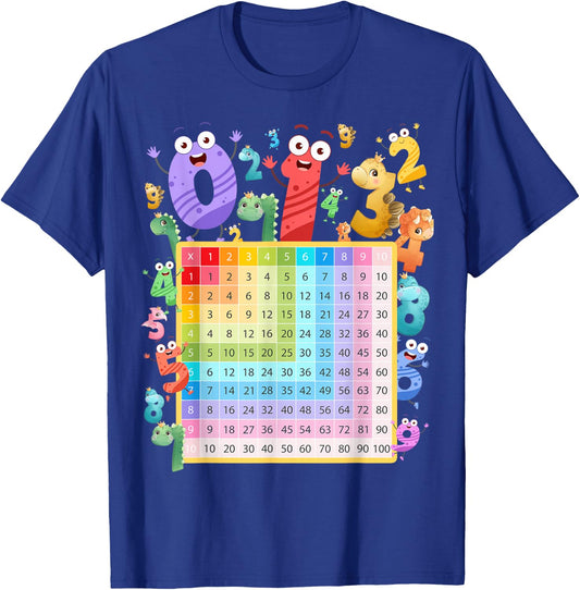Dinosaur Numbers Idea For Kids & Dino Multiplication Number T-Shirt - T-Shirt | Royal