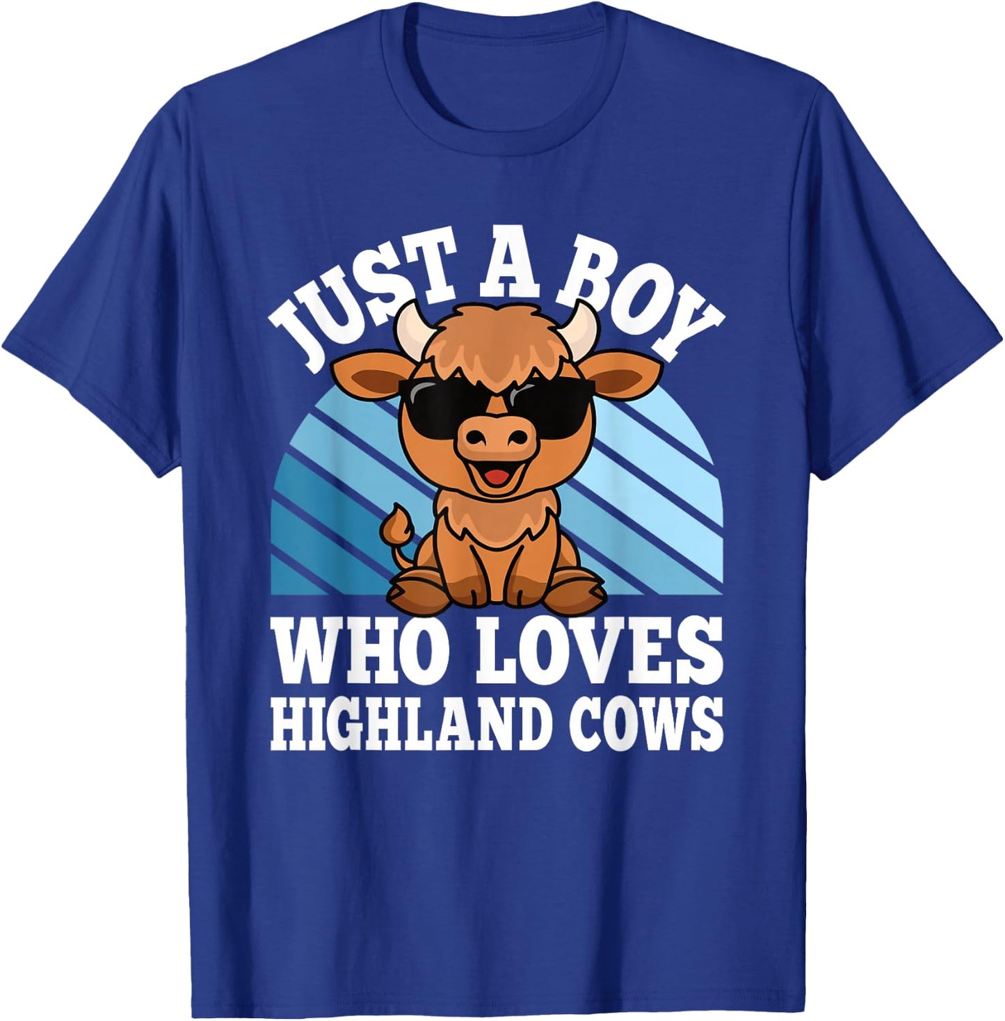 Just A Boy Who Loves Highland Cows Western Kids T-Shirt - T-Shirt | Royal