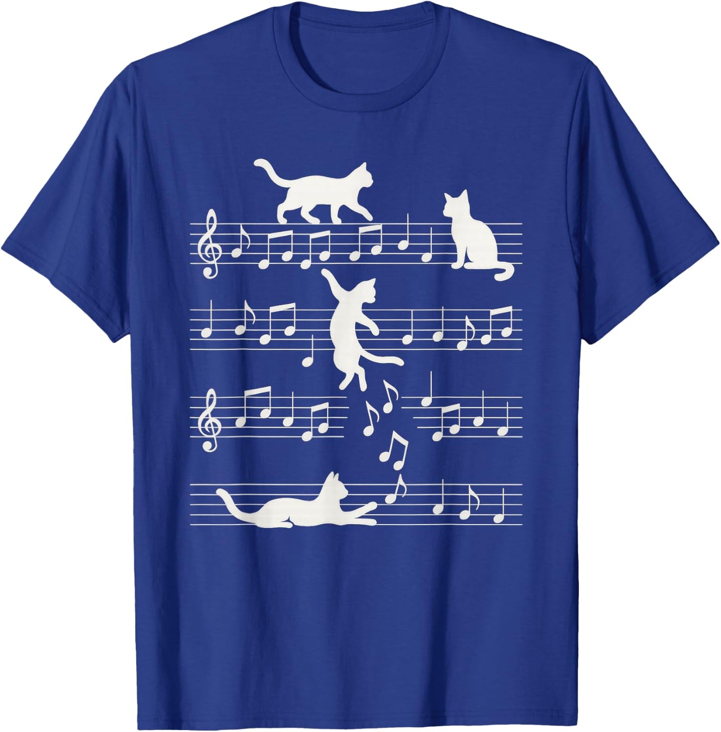 Cute Cat Clef Art Musical Note Music T-Shirt - T-Shirt | Royal