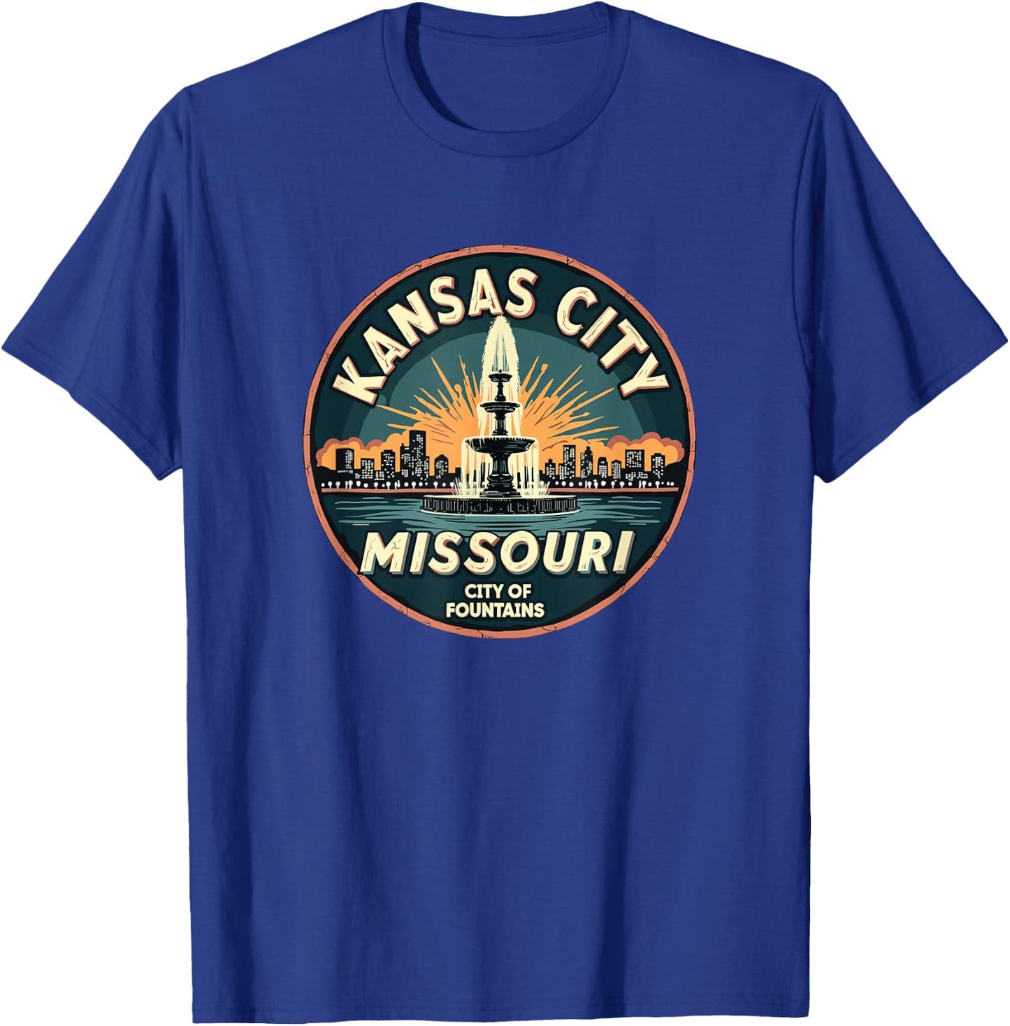 City of Fountains | Vintage Kansas City Missouri T-Shirt - T-Shirt | Royal