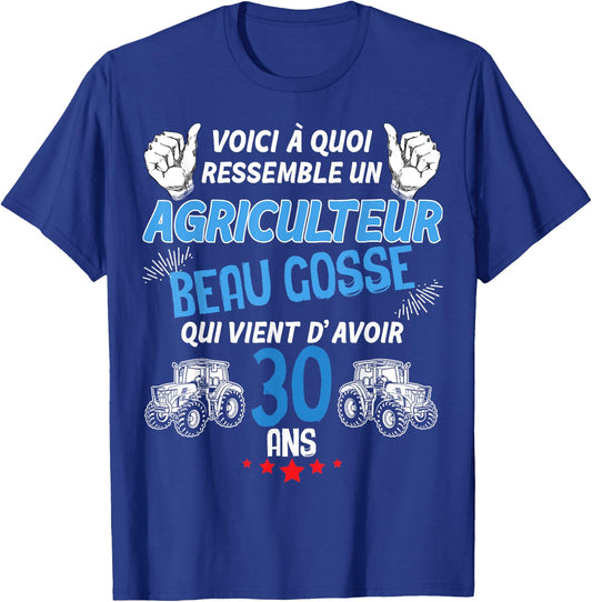 Man 30 Years Birthday My Farmer Beau Gosse , Black, S T-Shirt - T-Shirt | Royal