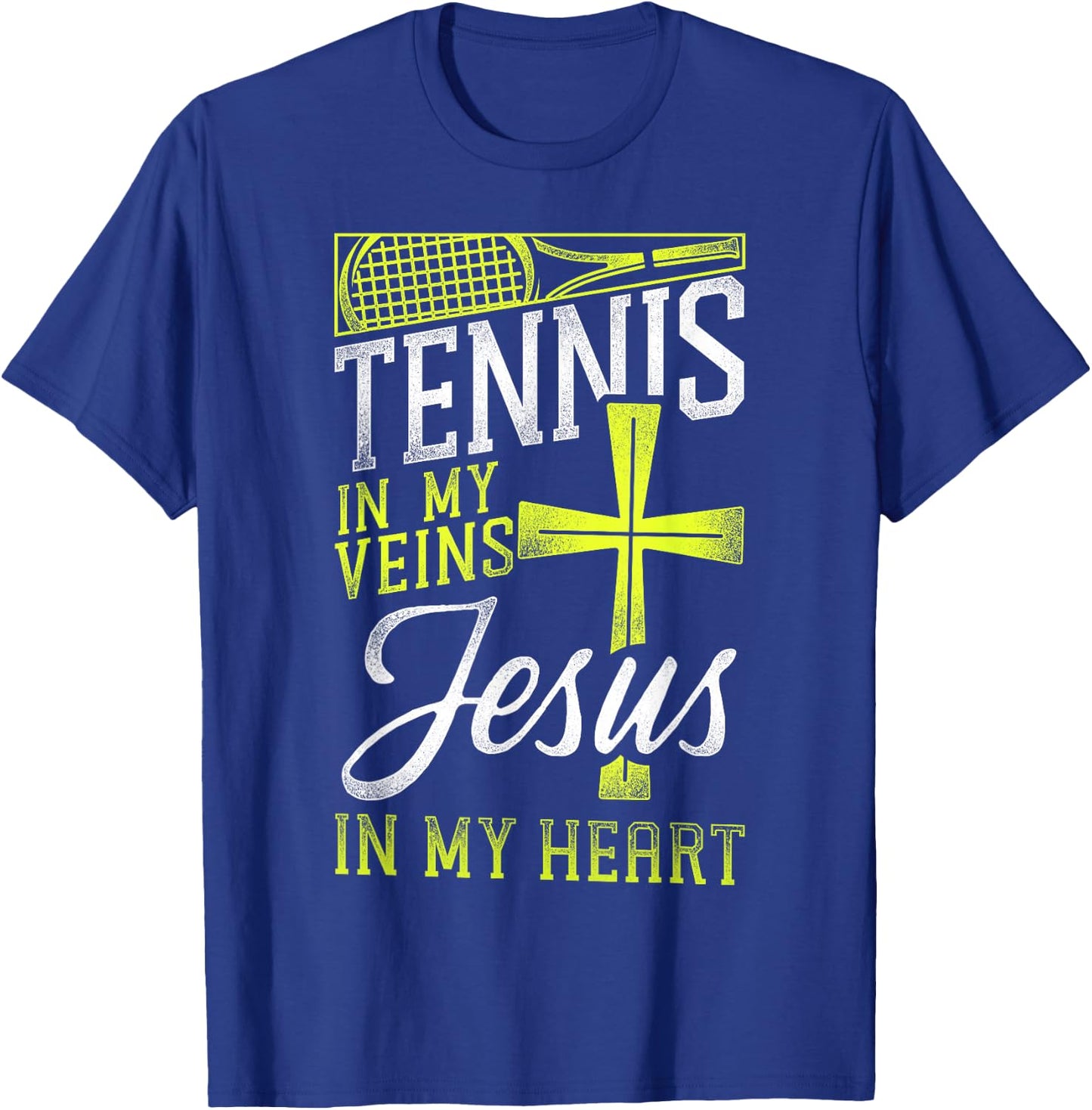 Funny Tennis Player Racket Jesus Faith Christian Tennis In T-Shirt - T-Shirt | Royal