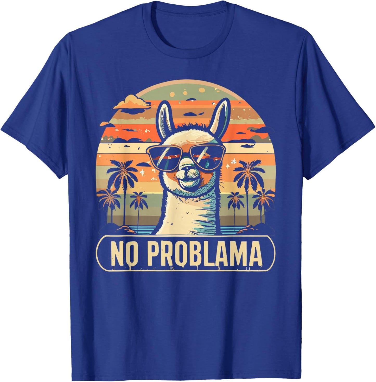 No Problama Lama With Shades Fans Retro Sunset Vintage Men T-Shirt - T-Shirt | Royal