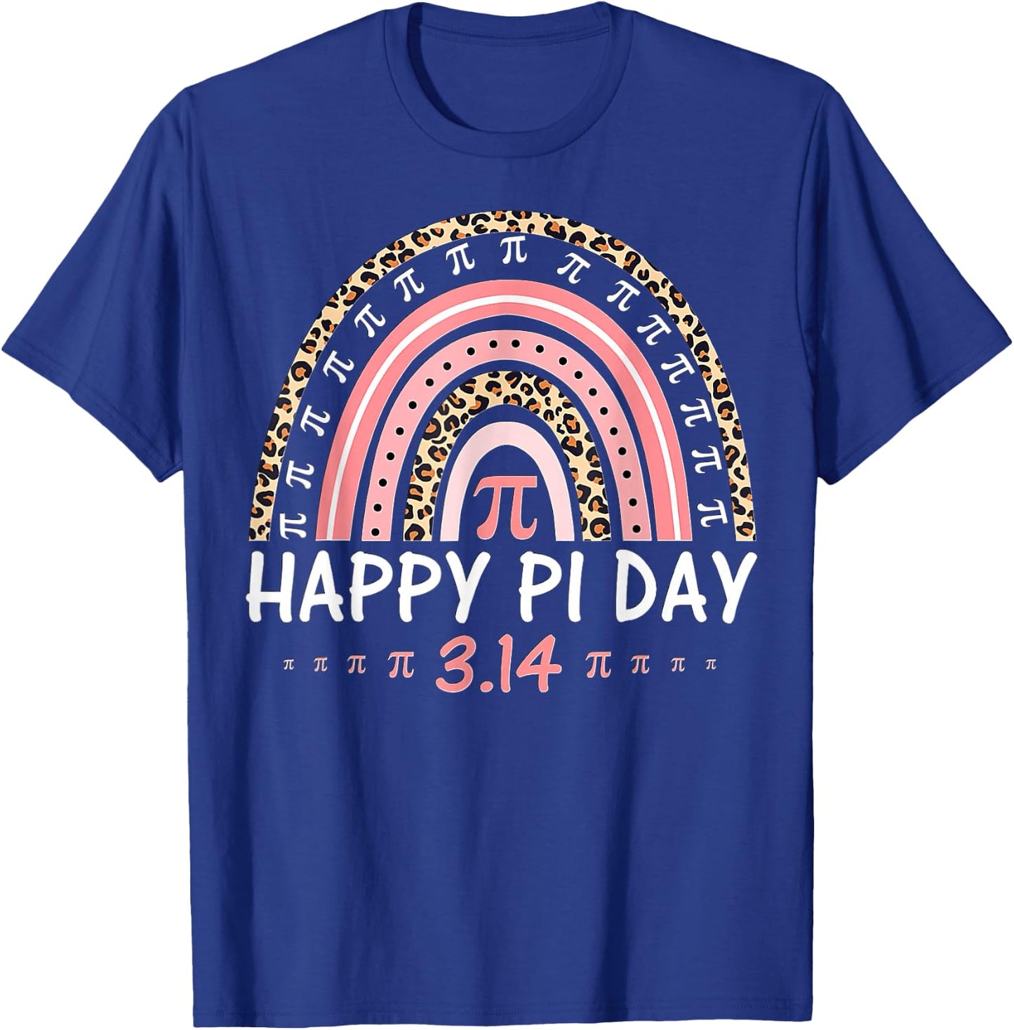 Happy Pi Day Spiral Pi Math Teacher 3.14 Leopard Rainbow T-Shirt - T-Shirt | Royal