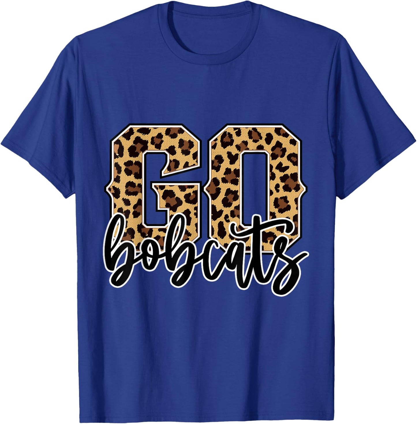 Bobcats Go Bobcats Leopard Print Cheetah Graphic T-Shirt - T-Shirt | Royal