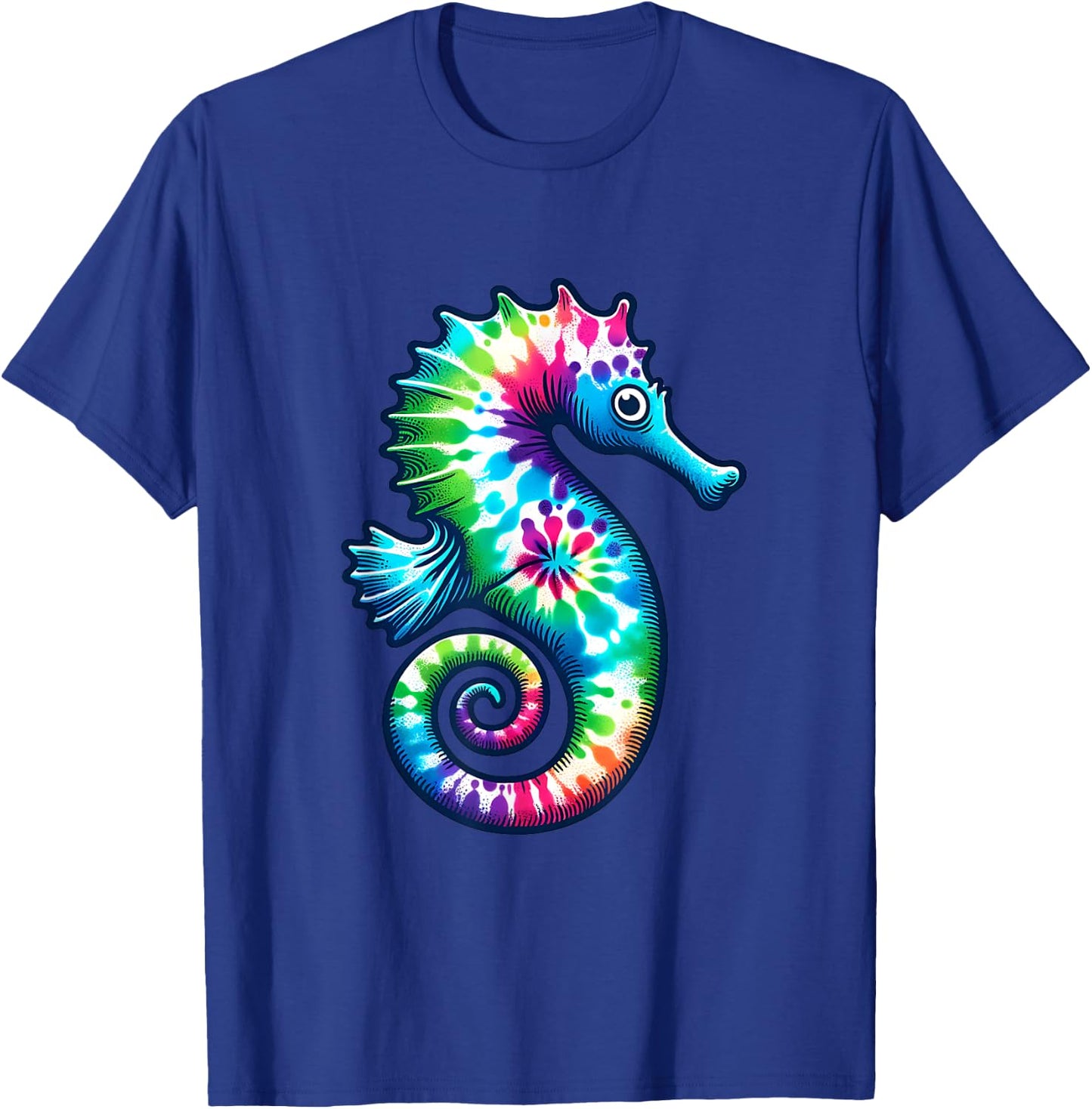 Tie Dye Seahorse - Colorful Hippie Ocean Life Design T-Shirt - T-Shirt | Royal