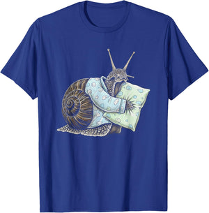 Funny Sleepy Snail Pajama Women Men Kids Boys And Girls T-Shirt - T-Shirt | Royal