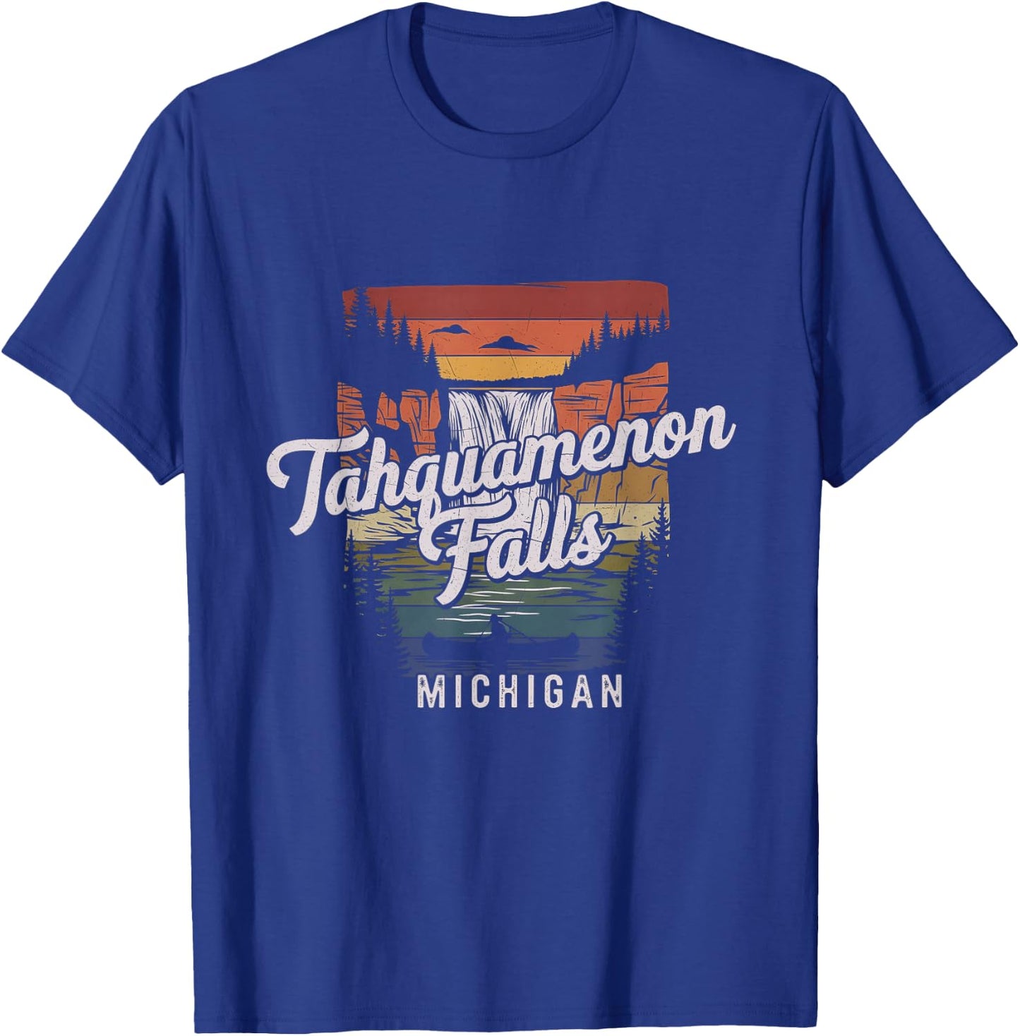Retro Tahquamenon Falls Michigan Design T-Shirt - T-Shirt | Royal