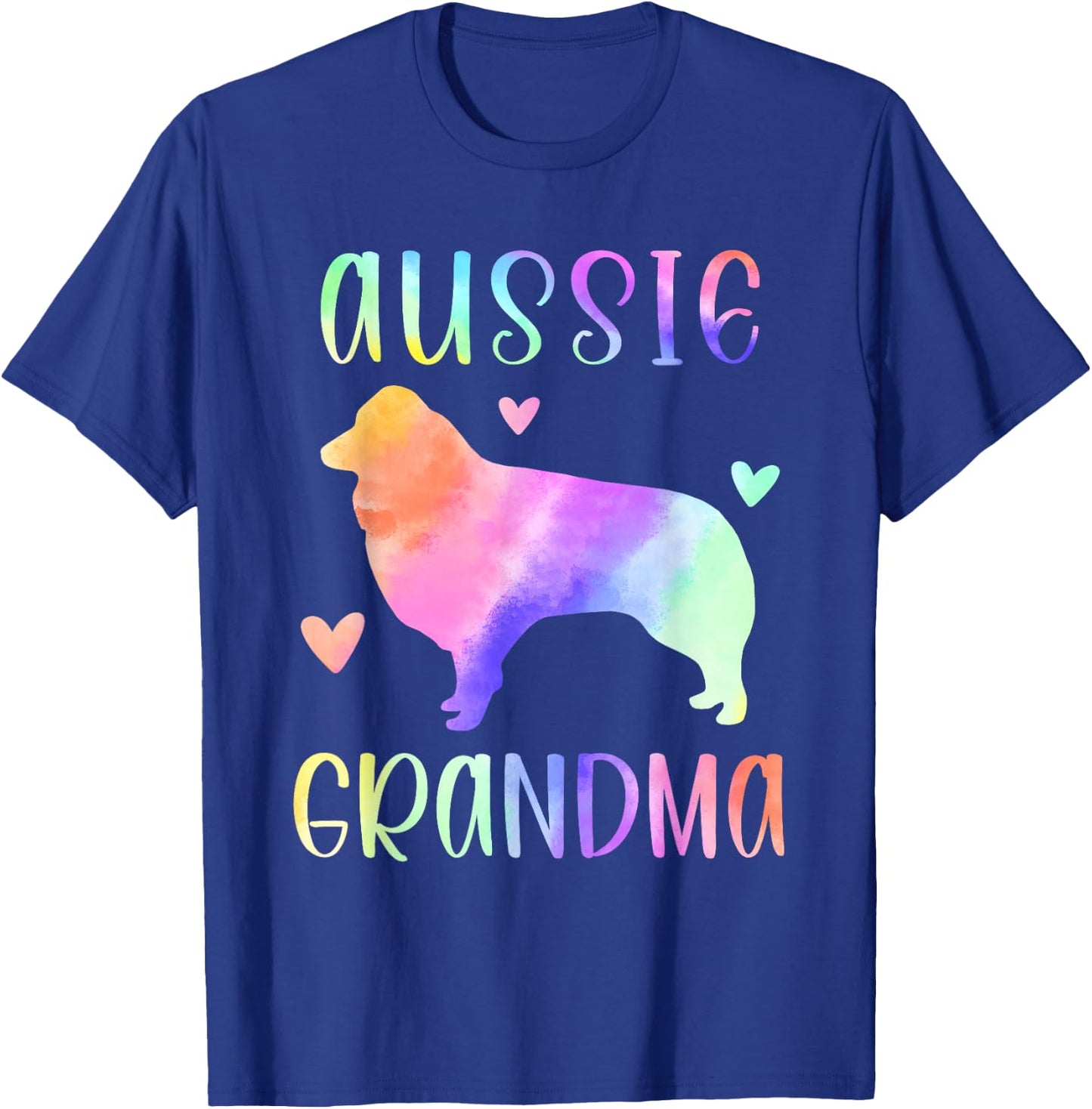 Aussie Grandma Australian Shepherd Nana Rainbow Watercolor T-Shirt - T-Shirt | Royal