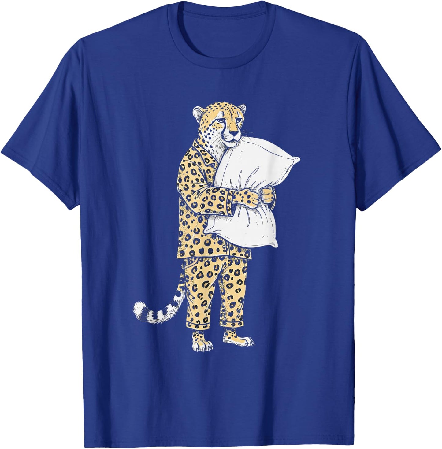 Funny Sleepy Cheetah Pajama Women Men Kids Boys And Girls T-Shirt - T-Shirt | Royal