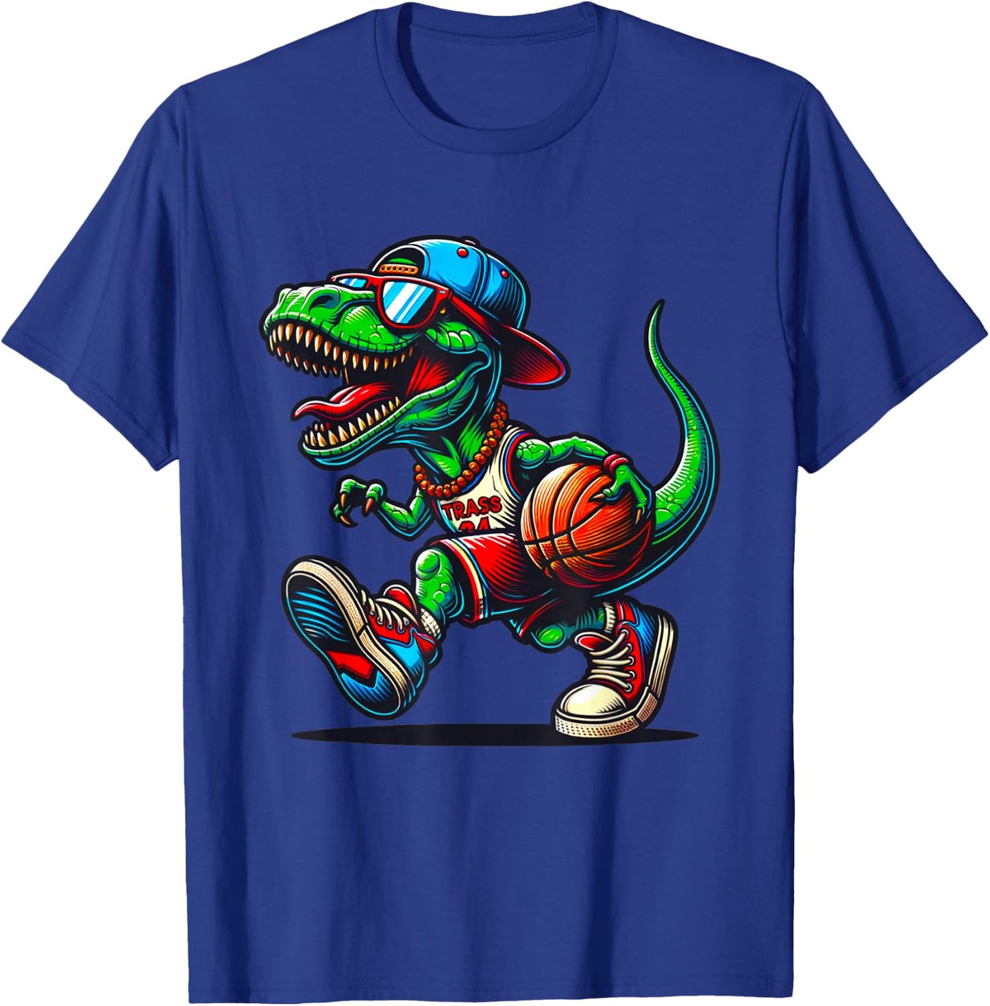 Basketball Dinosaur T Rex Player Men Kids Boys Teens T-Shirt - T-Shirt | Royal