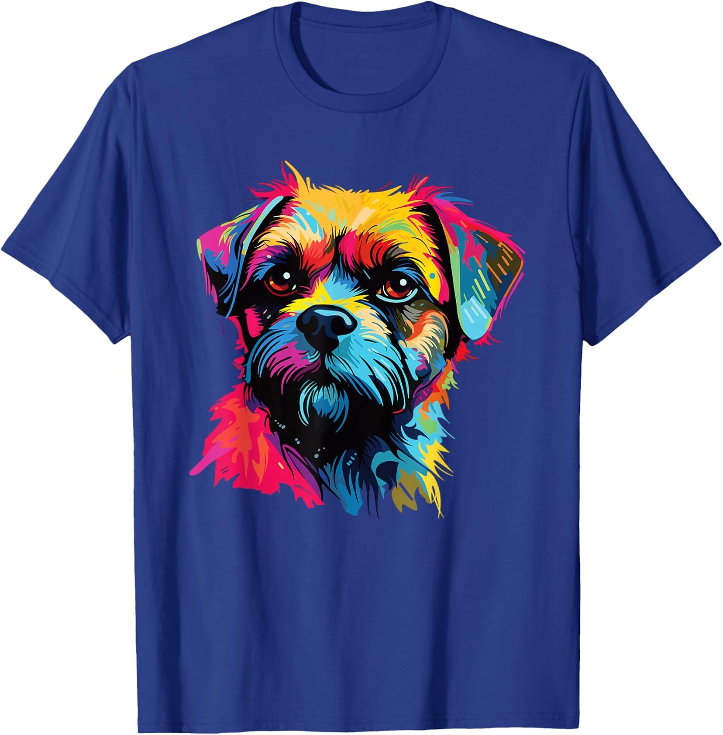 Watercolour Colourful Border Terrier Dogs T-Shirt - T-Shirt | Royal