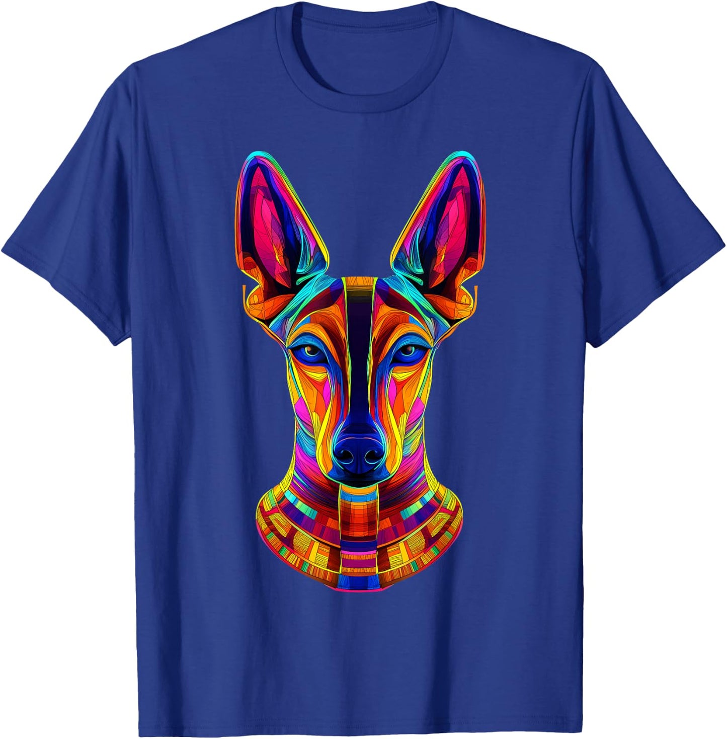 Colorful Pharaoh Hound Face Egyptian Dog Lover Black T-Shirt - T-Shirt | Royal