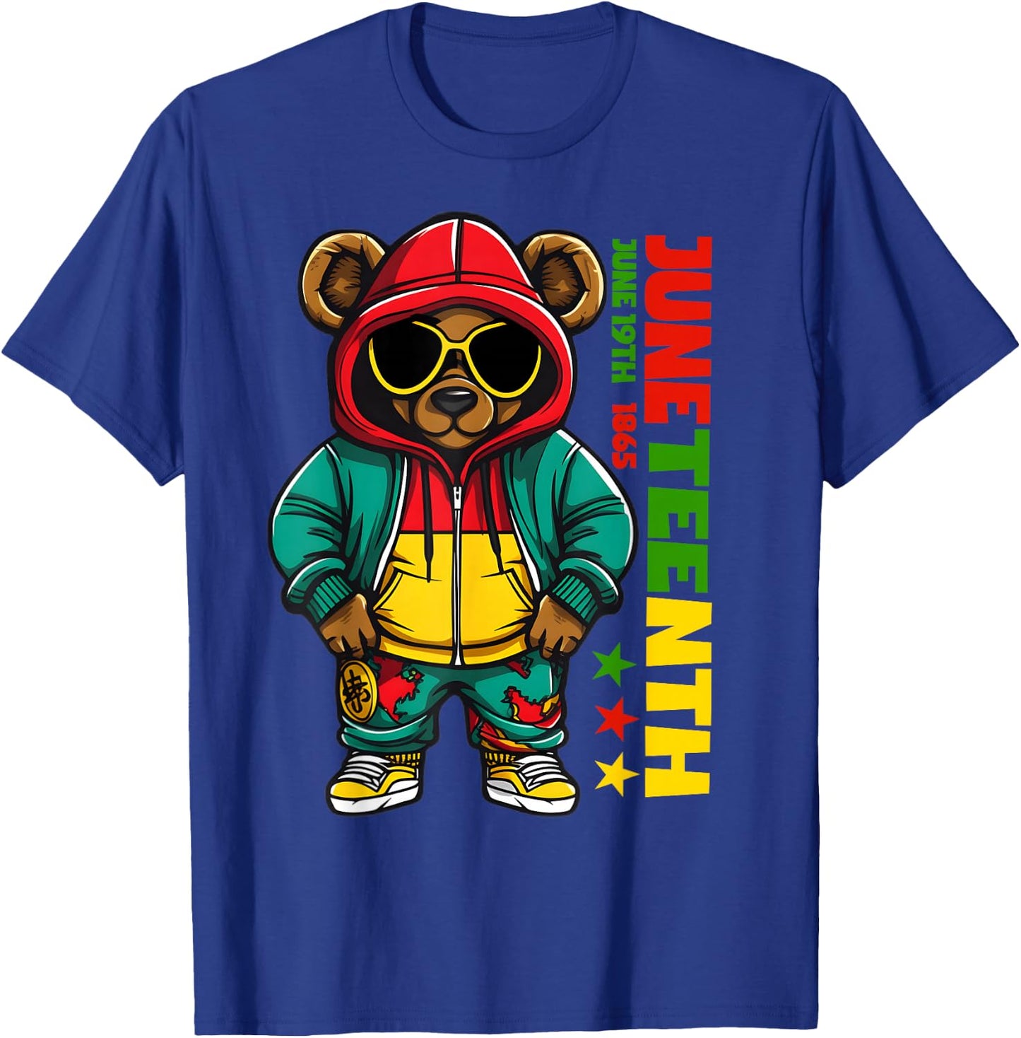 Juneteenth Black Hip Hop Teddy Bear African American T-Shirt - T-Shirt | Royal