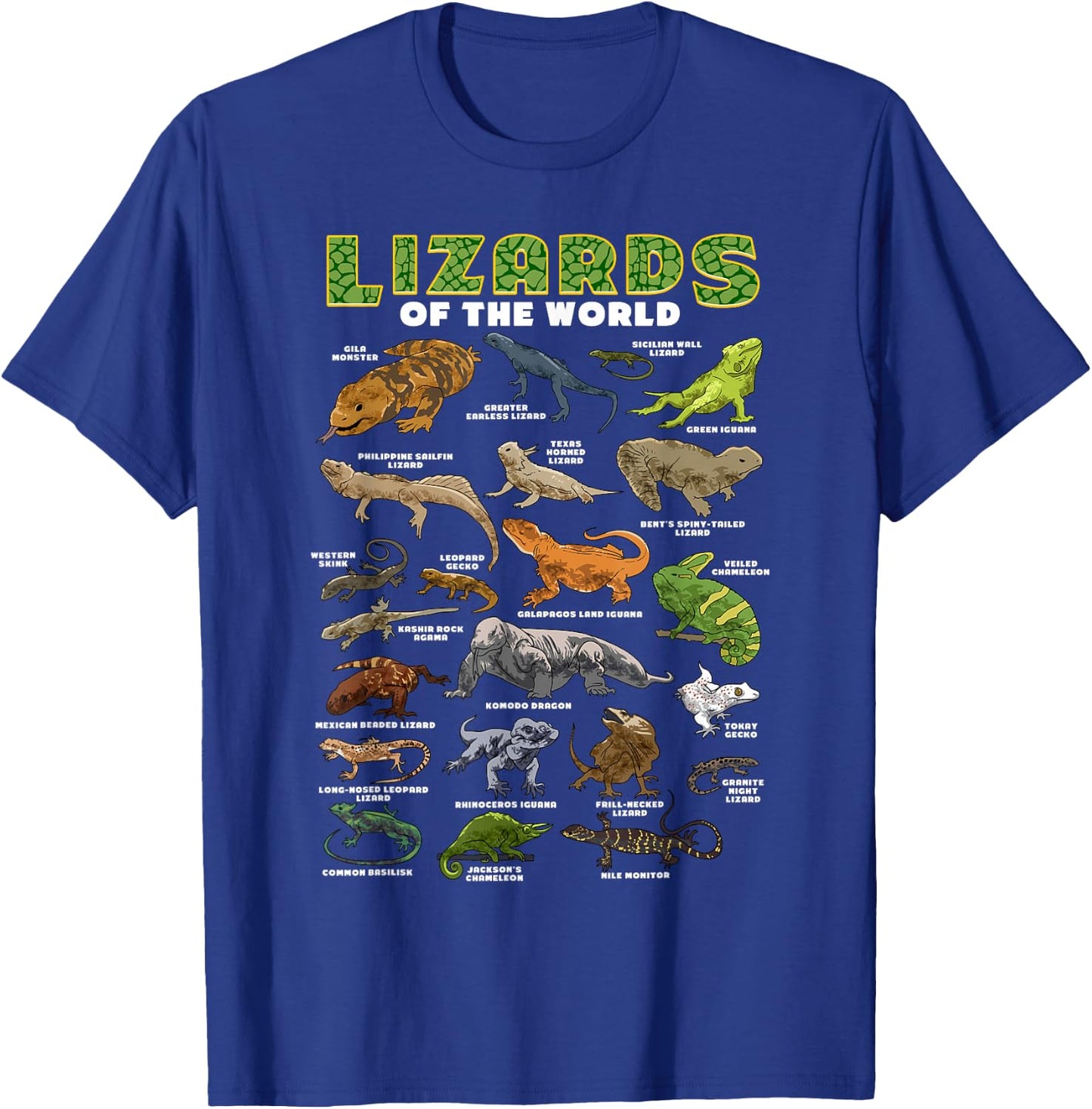 Lizard Shirt Lizards Animal of the World Reptile Herpetology T-Shirt - T-Shirt | Royal