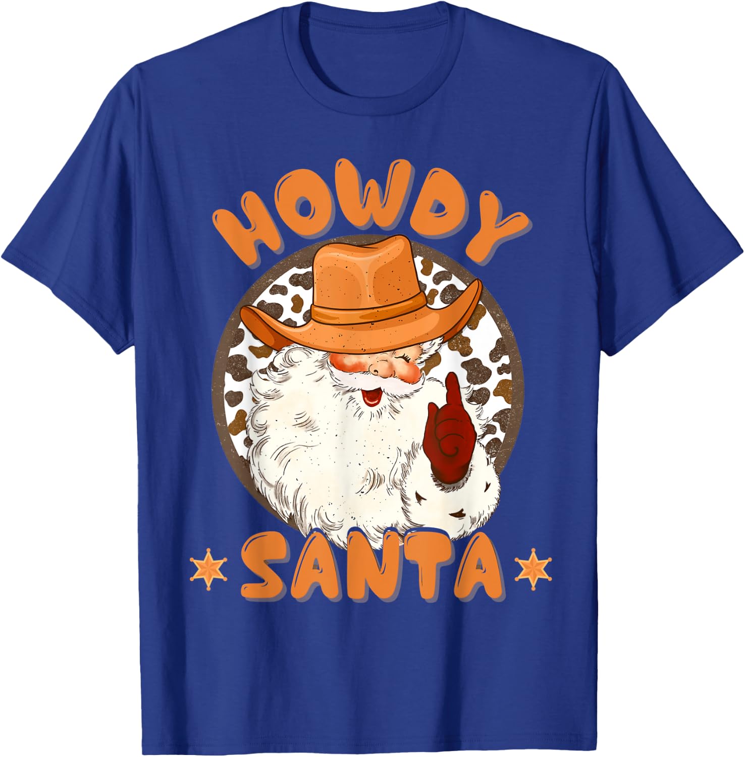 Retro Howdy Santa Cowboy Country Christmas Xmas Kids Boy Pjs T-Shirt - T-Shirt | Royal