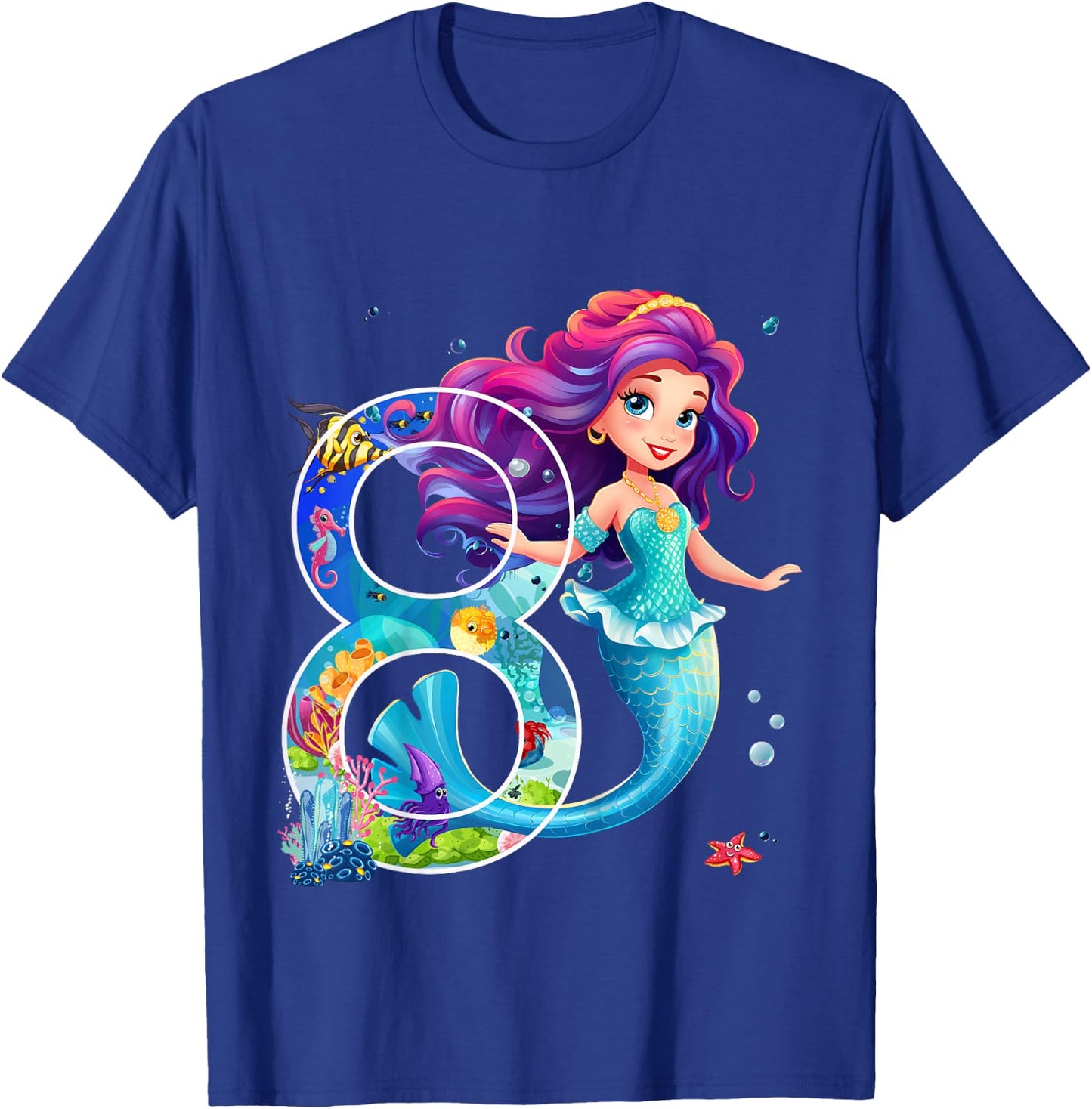 Meerjungfrau 8. Geburtstag Mädchen 8 Jahre Design T-Shirt - T-Shirt | Royal