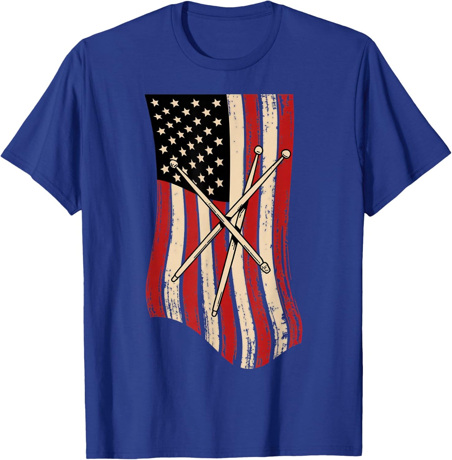 Patriotic Drumsticks American Flag Design for Drummers T-Shirt - T-Shirt | Royal