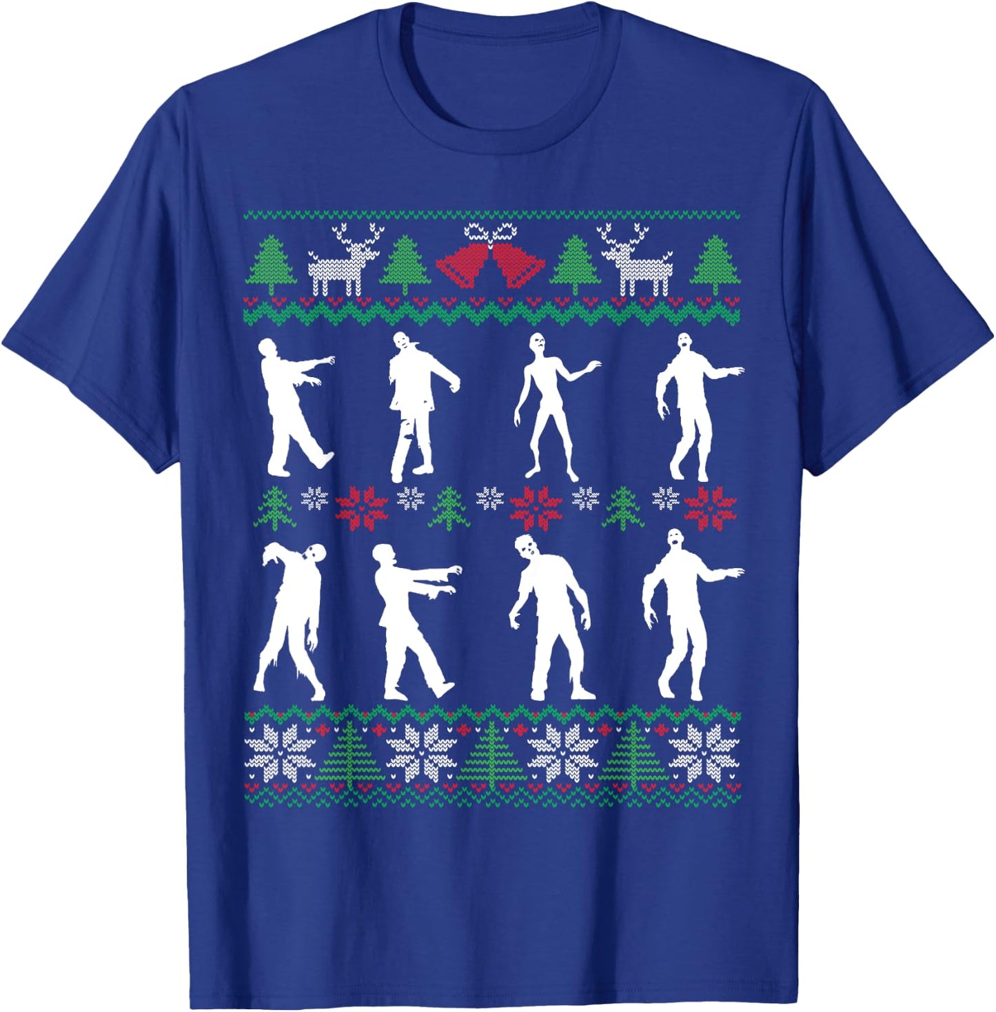 Walking Zombies Funny Zombie Movie Lover Ugly Christmas T-Shirt - T-Shirt | Royal