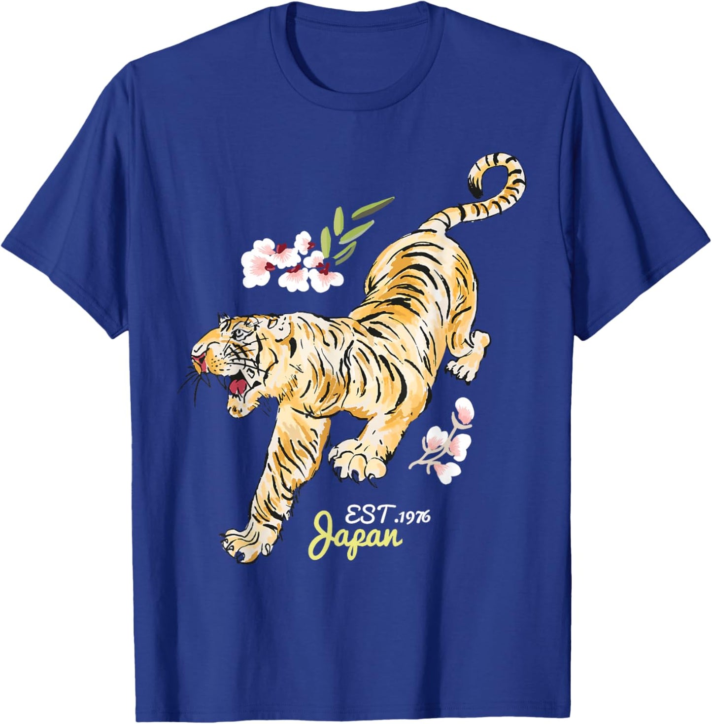 Vintage Japanese Tiger - Asian Flowers Tattoo Art T-Shirt - T-Shirt | Royal