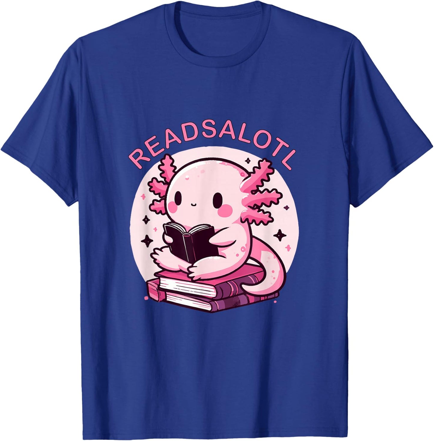 Cute Axolotl Readsalotl Reading Books Bookworm Boys Girls T-Shirt - T-Shirt | Royal